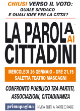 mercoledì 26 gennaio 21,15